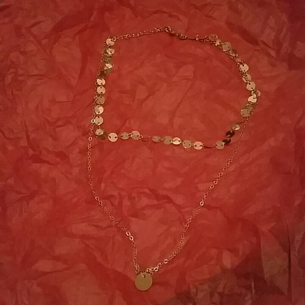 Multi-layer coin choker with coin accent drop